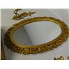 Image 5 : Vintage Syroco Gold Filigree Ornate Mirror Shelf and Sconces 24" Set