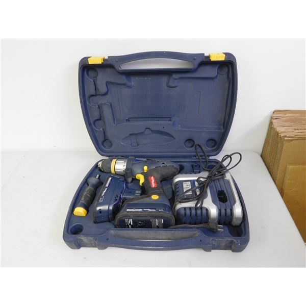 Mastercraft Power XChange Cordless Hammer Drill 18v With Batteries and Case Works