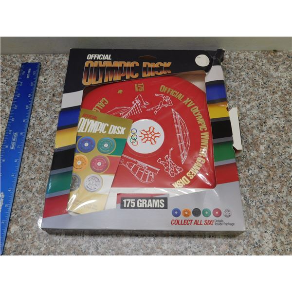 Official Olympic Disk 175 Grams 1987 Calgary Alberta IN BOX