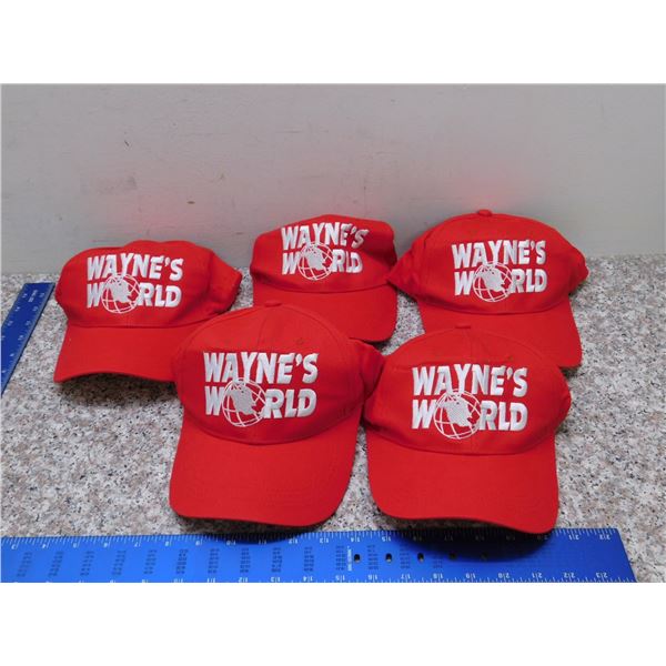 Lot of 5 Wayne's World Red Baseball Caps