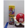 Image 2 : M& Ms Lot of 5 Tins Holiday and Red M& M Figure Dispenser