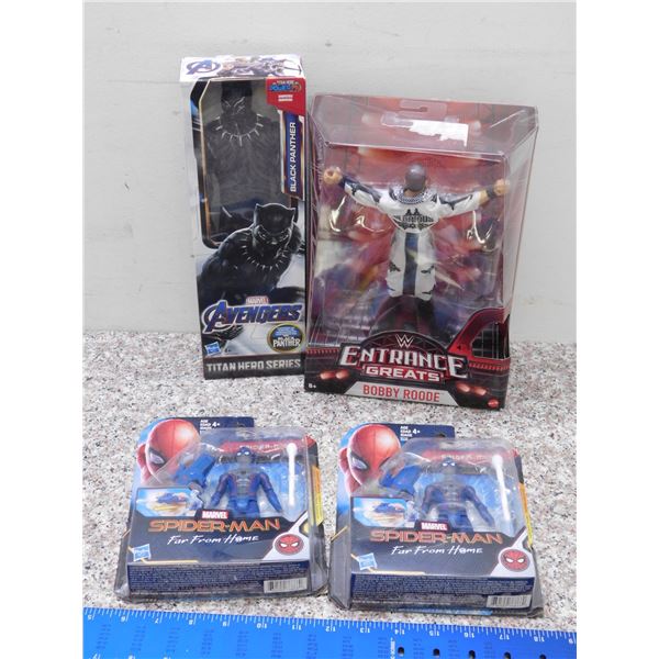 Lot of 4 Toys Spiderman Far From Home Black Panther and WWE Bobby Roode Figure