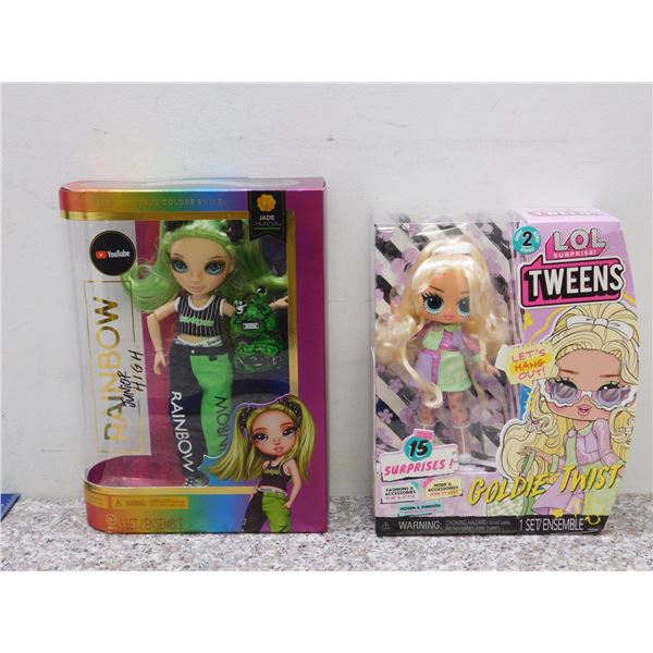 Lot of 2 LOL Surprise Tweens Golden Twist and Rainbow Junior High Jade Hunter Dolls
