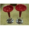 Image 1 : Pair of Stylish Modern Red & Chrome High Stool Bar Chairs Glossy Plastic 30" Height
