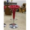 Image 2 : Pair of Stylish Modern Red & Chrome High Stool Bar Chairs Glossy Plastic 30" Height