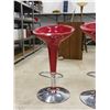 Image 3 : Pair of Stylish Modern Red & Chrome High Stool Bar Chairs Glossy Plastic 30" Height