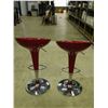 Image 4 : Pair of Stylish Modern Red & Chrome High Stool Bar Chairs Glossy Plastic 30" Height