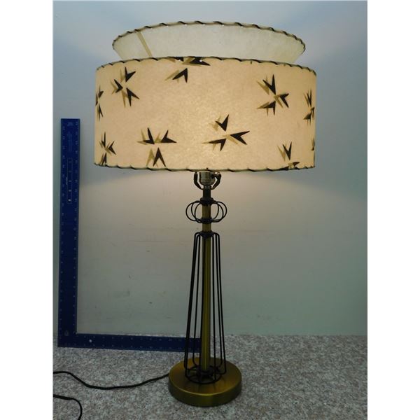 Vintage 2 Tier Fibreglass Shade Mid Century Desk Lamp Atomic Industrial