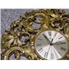Image 5 : Welby Vintage Mid Century Hollywood Regency Wall Clock Filigree Ornate Gold Plastic 21" Diameter