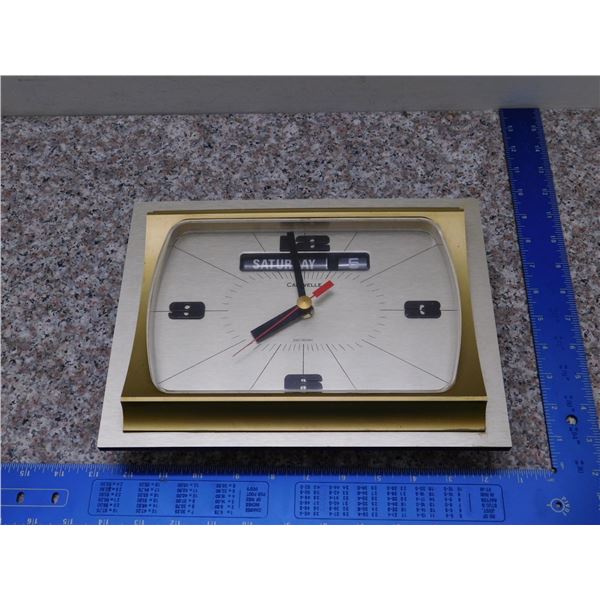 Caravelle Day / Date Electronic Wall Clock Mid Century
