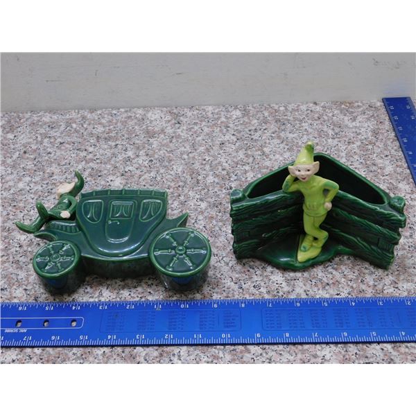 Two Treasurecraft Vintage Pixie Elf Corner Planter / Wall Pocket Planters