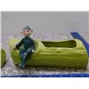Image 3 : Lot of 2 Vintage Pixie Elf On a Log Planters 1951 Gilner California Pottery