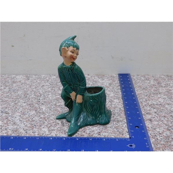 Vintage Elf on a Log Pixie 1951 Gilner California Pottery Planter