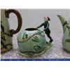 Image 3 : L.Gatlin & Son Jack & The Bean Stock Elf Pixie Pottery Pitcher Teapot Planter Fairytale Lot of 3