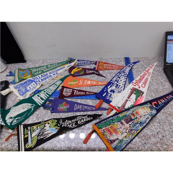 Lot of 13 Eastern Canada New Brunswick Nova Scotia Maritimes Felt Pennants Travel Souvenir