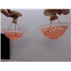 Image 1 : Pair of Vintage 3-Chain Pink Glass Ceiling Fixtures