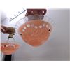 Image 2 : Pair of Vintage 3-Chain Pink Glass Ceiling Fixtures