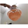 Image 3 : Pair of Vintage 3-Chain Pink Glass Ceiling Fixtures