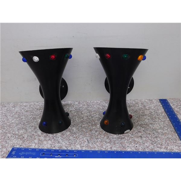 Vintage 60s 70s Wall Sconces Rainbow Disco Jewel Lights