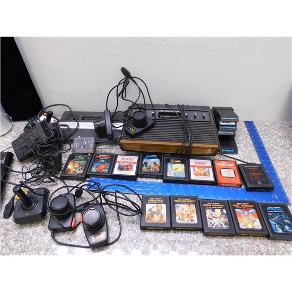 Lot of Atari Consoles 18 Games Some Paddle Controllers 2600 Wood Panel 6 Switch