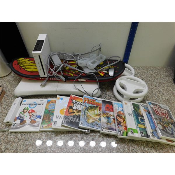 Wii 1st Gen Console Bundle Fitness Board Controllers Games Accessories