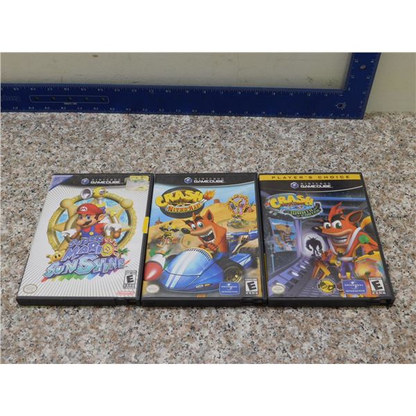 Lot of 3 Gamecube Games Super Mario Sunshine Crash Bandicoot