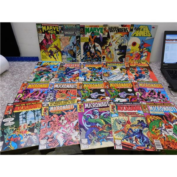 Lot of 20 Comic Books Marvel Micronauts Defenders Battlestar Galactica