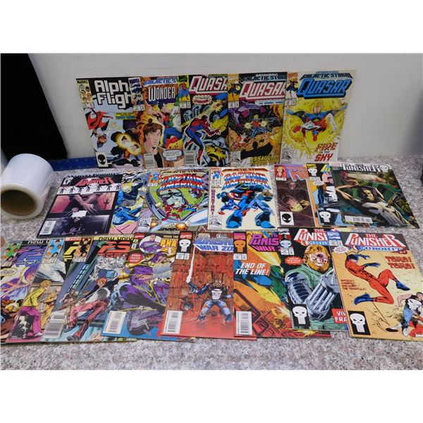 Lot of 20 Vintage Comics Misc Mostly Marvel Quasar Punisher Captain America