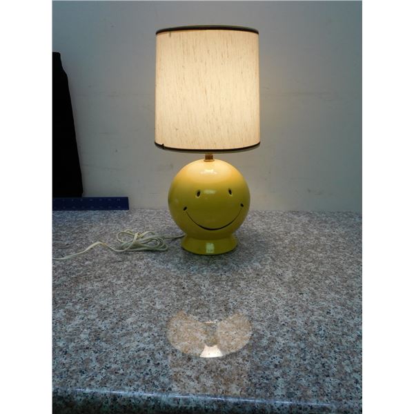 Vintage Happy Smiley Face Pottery Lamp