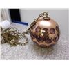 Image 3 : Vintage Mid Century Atomic Rose Gold Globe Chain Swag Lamp Coin Dot