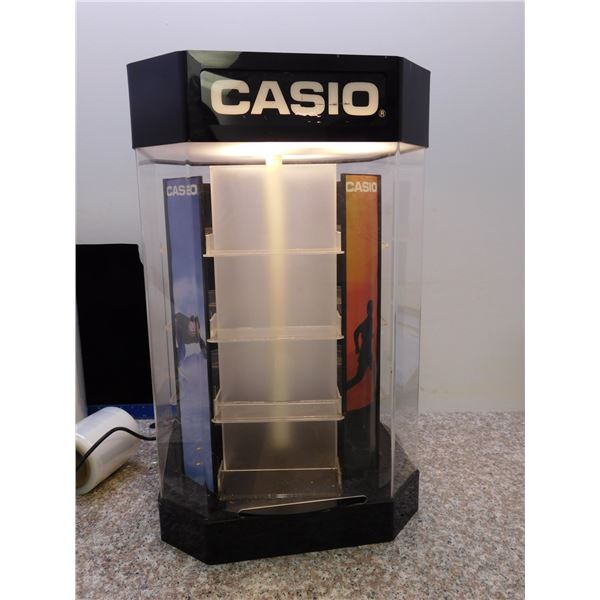 Casio Watch Display Cabinet Rack Plastic 3-Shelf Manual Spin Light-Up ...