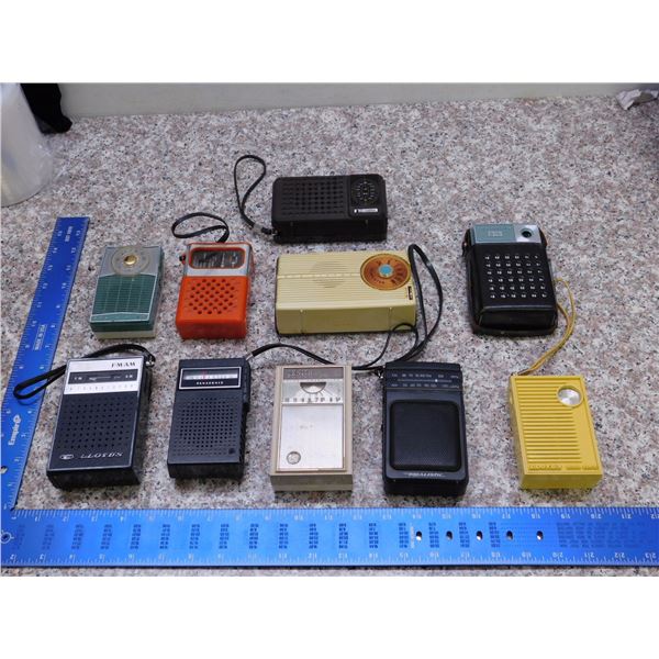 Lot of 10 Pocket Transistor Radios Some Work As Is