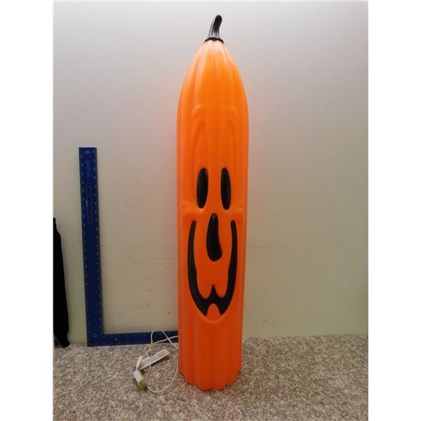 Vintage Halloween Decor Blow Mold Tall Skinny Pumpkin Candle Shape 3ft