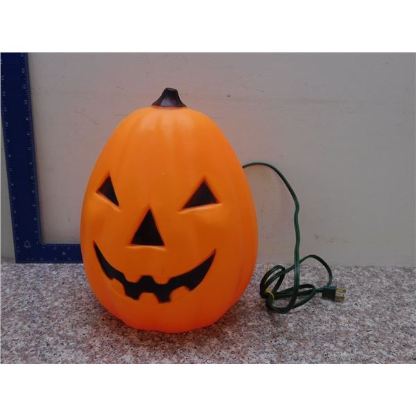 Vintage Halloween Decor Blow Mold Small Oval Pumpkin 14" Tall