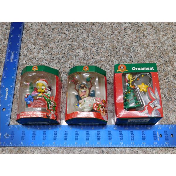 Trevco Holiday Christmas Ornaments Lot of 3 Looney Tunes