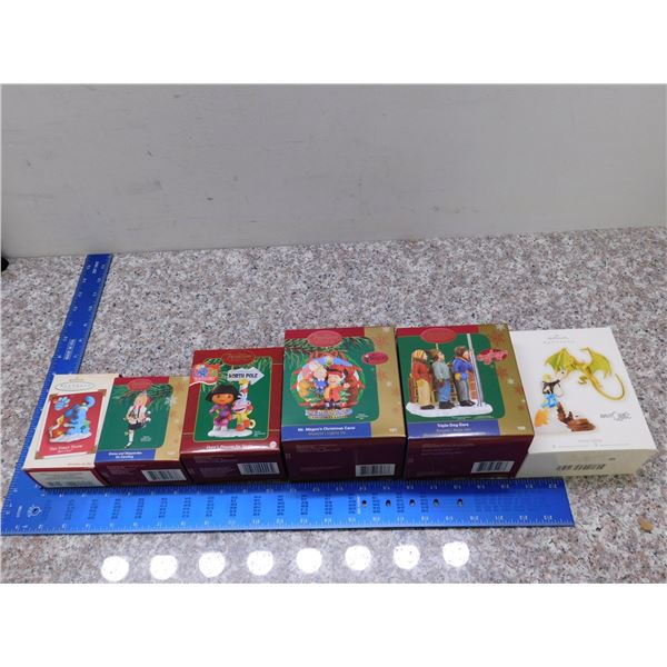 Holiday Christmas Ornaments Lot of 6 Character Misc Dora Fantasy Carlton Hallmark TV Shows Etc