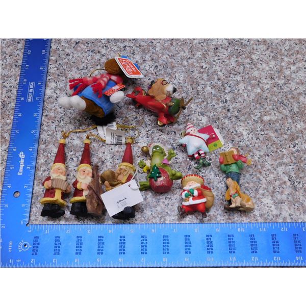 Holiday Christmas Ornaments Lot of 9 Gnome Santa Etc Hallmark Gund