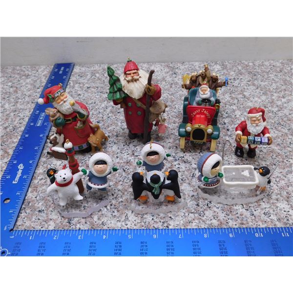 Holiday Christmas Ornaments Lot of 7 Hallmark Santas Frosty Friends