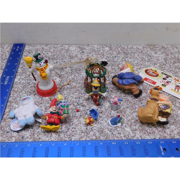 Holiday Christmas Ornaments Lot 9 of Misc Character Ornaments Mostly Disney
