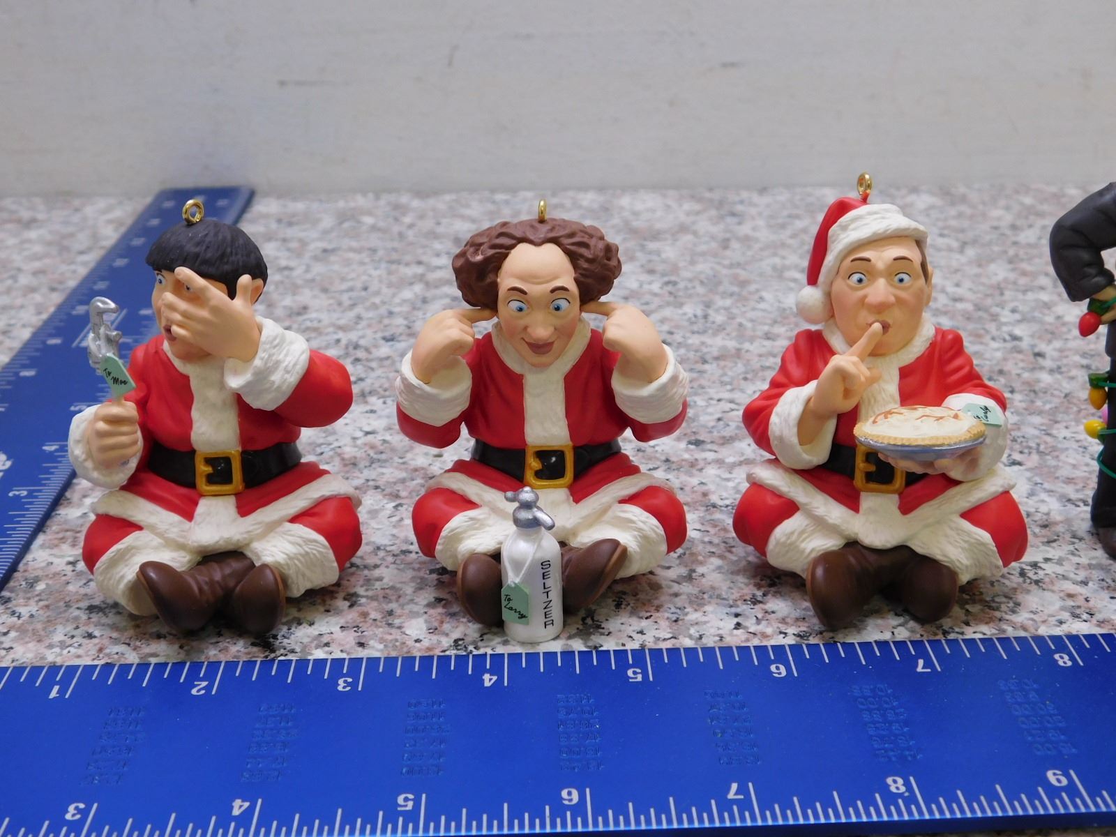 Holiday Christmas Ornaments Lot of Three Stooges Laurel & Hardy