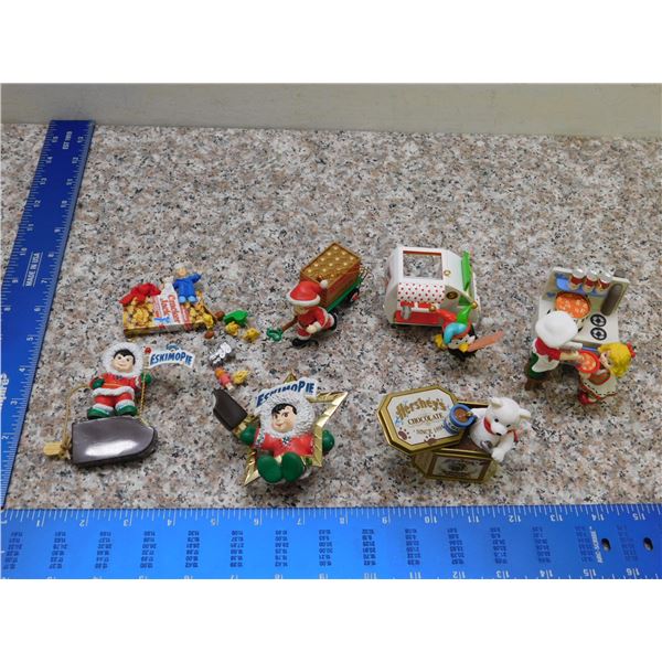 Holiday Christmas Ornaments Lot of 7 Campbells Cracker Jack Hersheys Food Advertising
