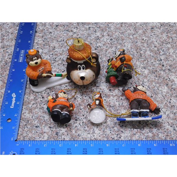 Holiday Christmas Ornaments Lot of 6 A& W Root Bear Figurines