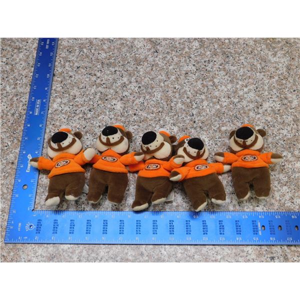 Vintage Lot of 5 Plush Beanbag A& W Root Bears Advertising Fast Food