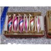 Image 2 : Vintage Lot of 2 Boxes of Glass Christmas Tree Ornaments 12 Total Pink Baby Blue Tear Drop