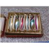 Image 3 : Vintage Lot of 2 Boxes of Glass Christmas Tree Ornaments 12 Total Pink Baby Blue Tear Drop