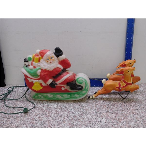 Vintage 1970 Empire Plastic Corp Santa Reindeer Blow Mold 23" Long Christmas Holiday
