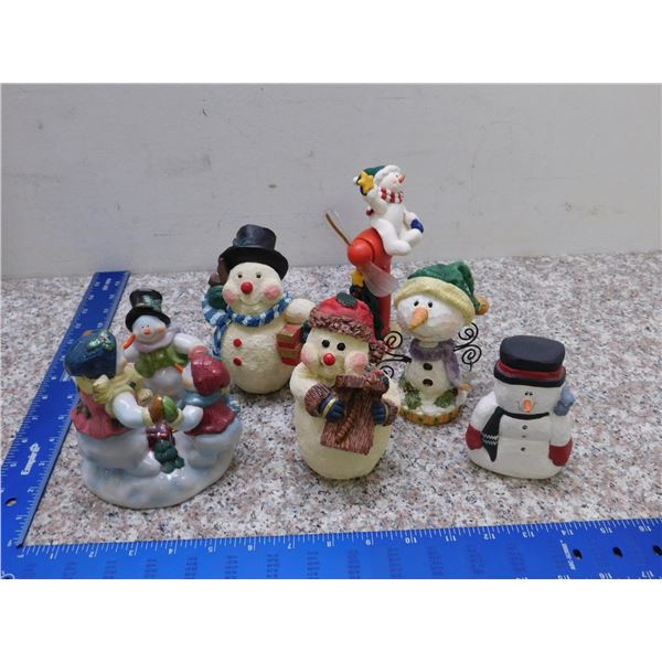 Lot of 6 Holiday Christmas Themed Snowmen Decorations Figurines
