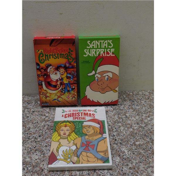 Lot of 3 VHS and DVD Christmas Specials He-Man Santa's Surprise and Night Before Christmas