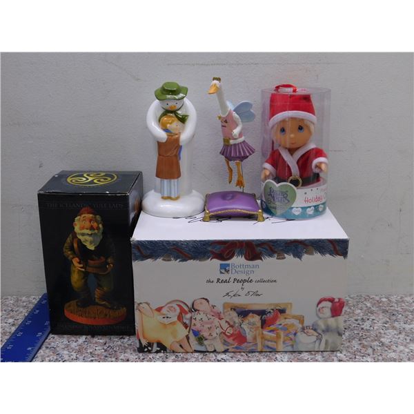 Lot of 5 Christmas Decorations Ornamental Figurines Yule Lads Bottman Design Etc