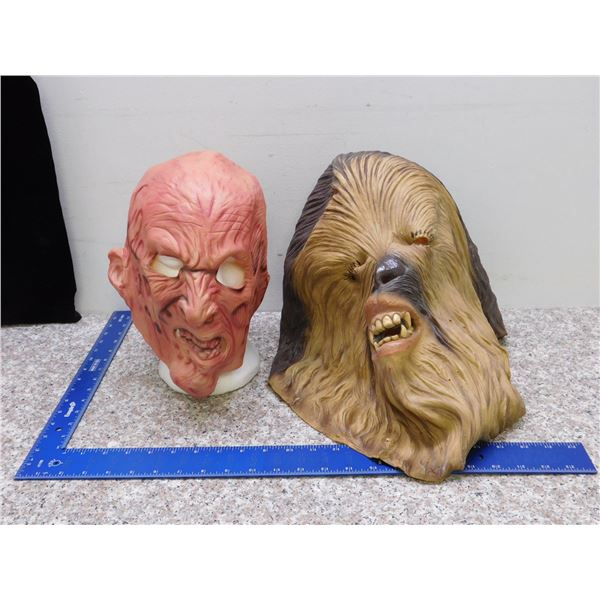 Pair of Halloween Figural Masks Chewbacca and Freddy Krueger